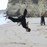 jumping arround on the beach